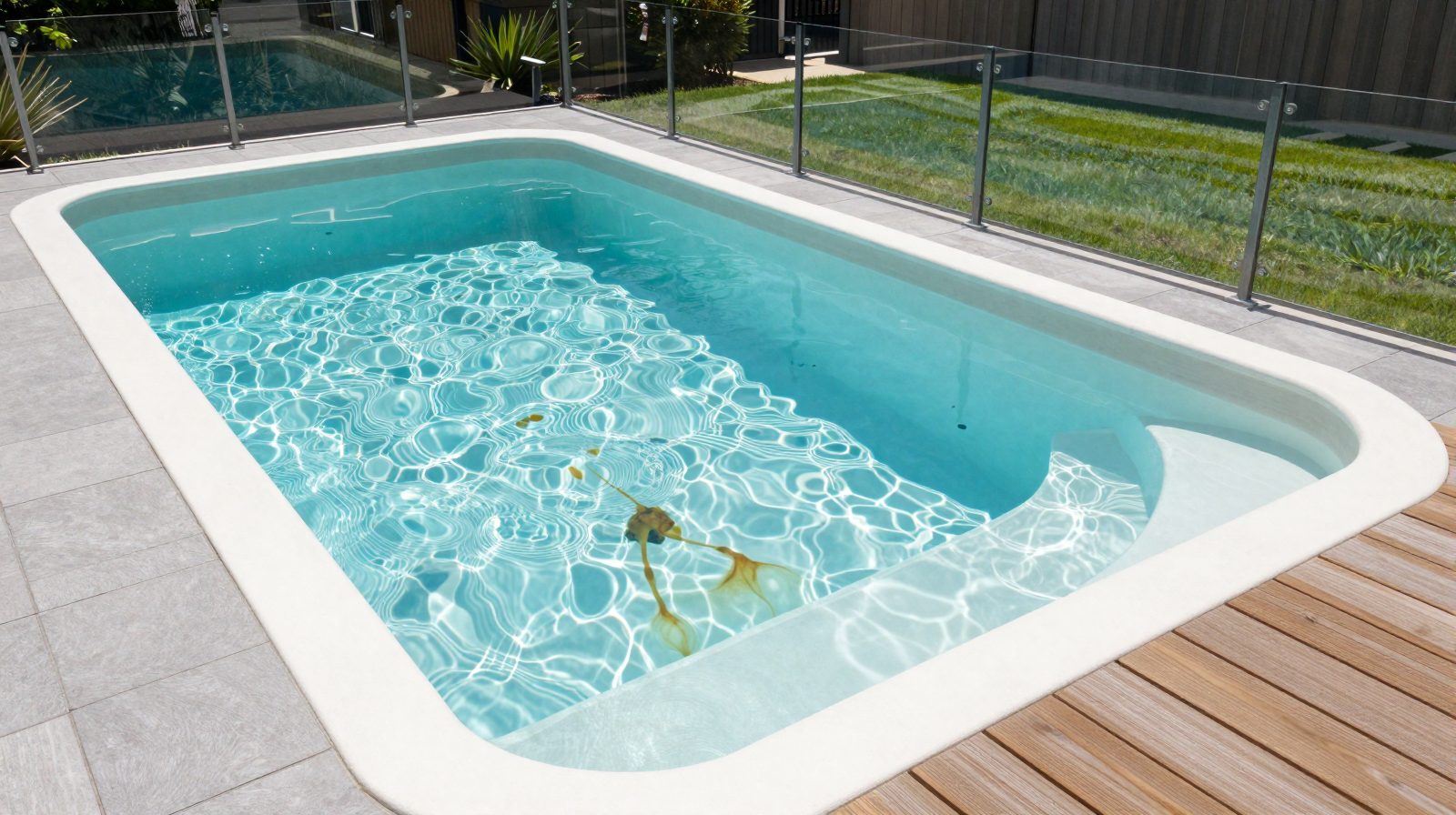 A backyard pool: stains